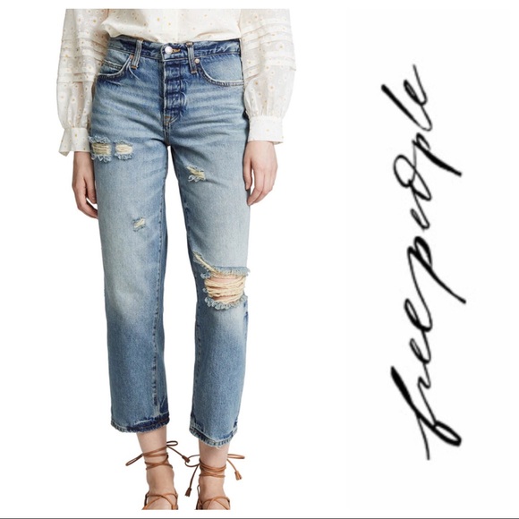 Free People Denim - Free People Extreme Washed Boyfriend High Waisted